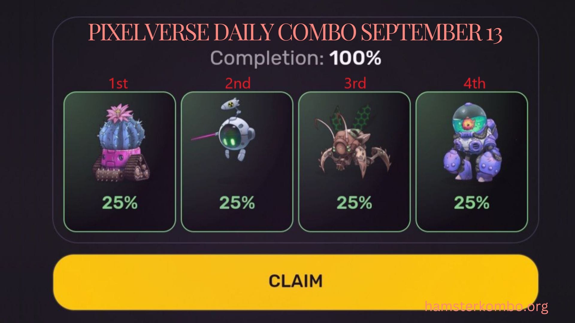 Pixelverse Daily Combo September 13