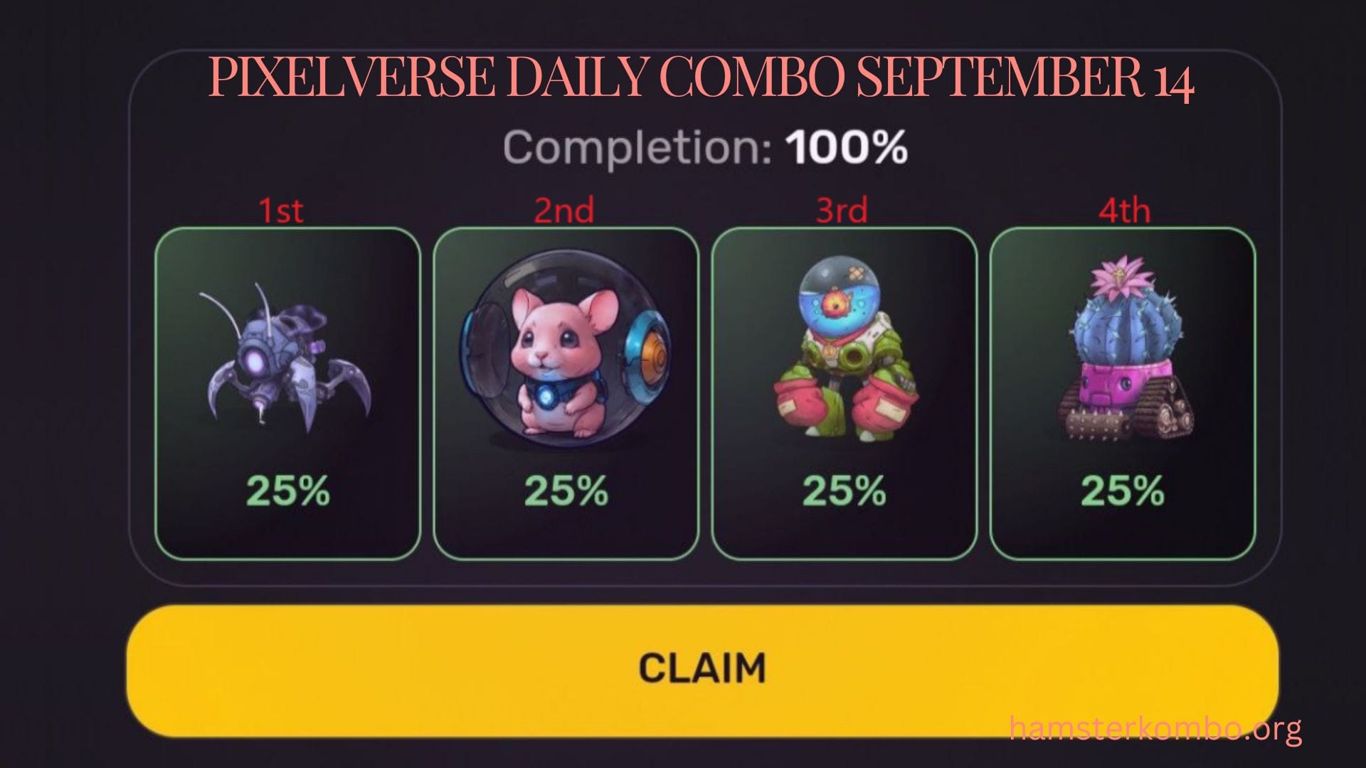 Pixelverse Daily Combo September 14