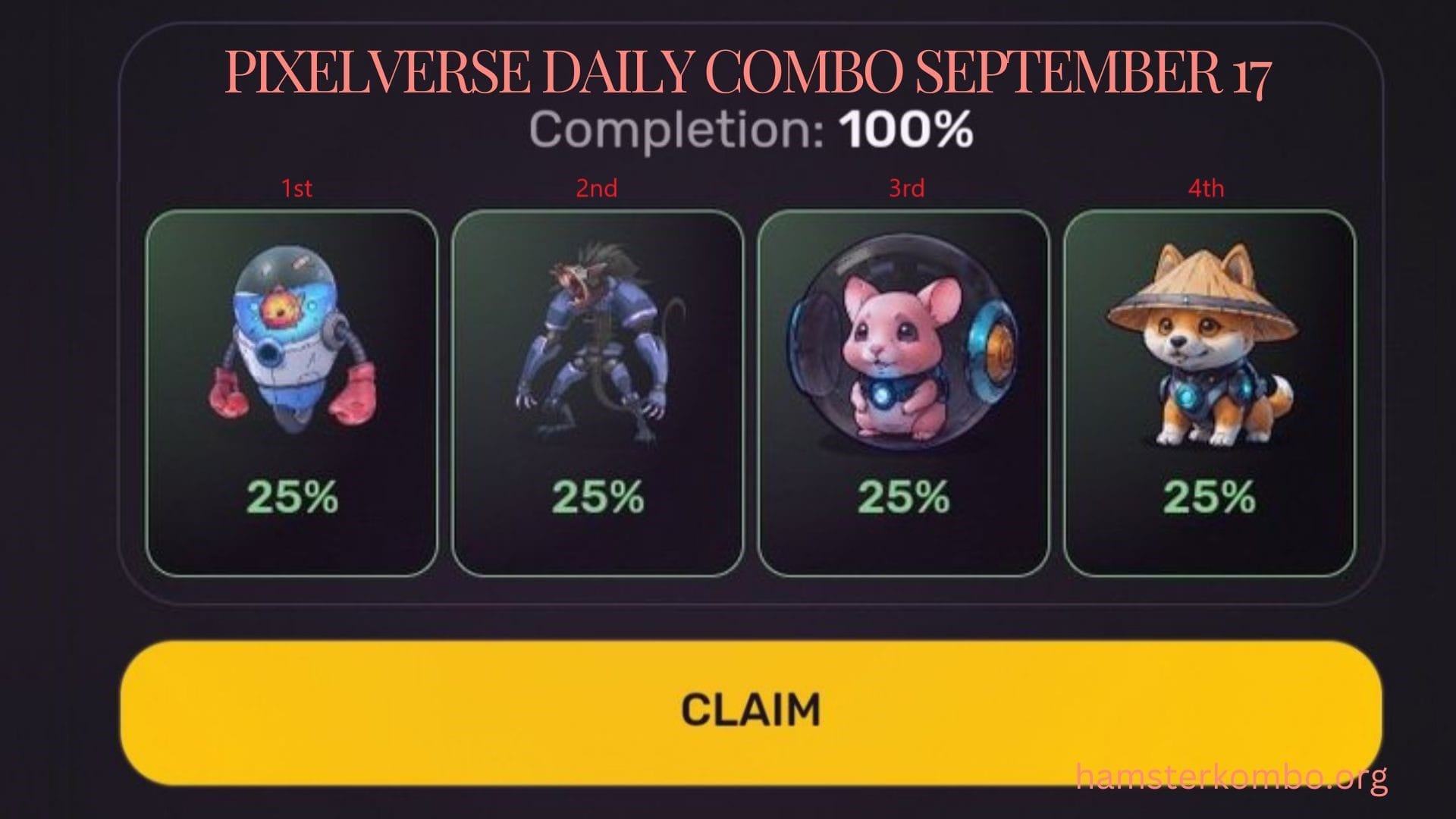 Pixelverse Daily Combo September 17