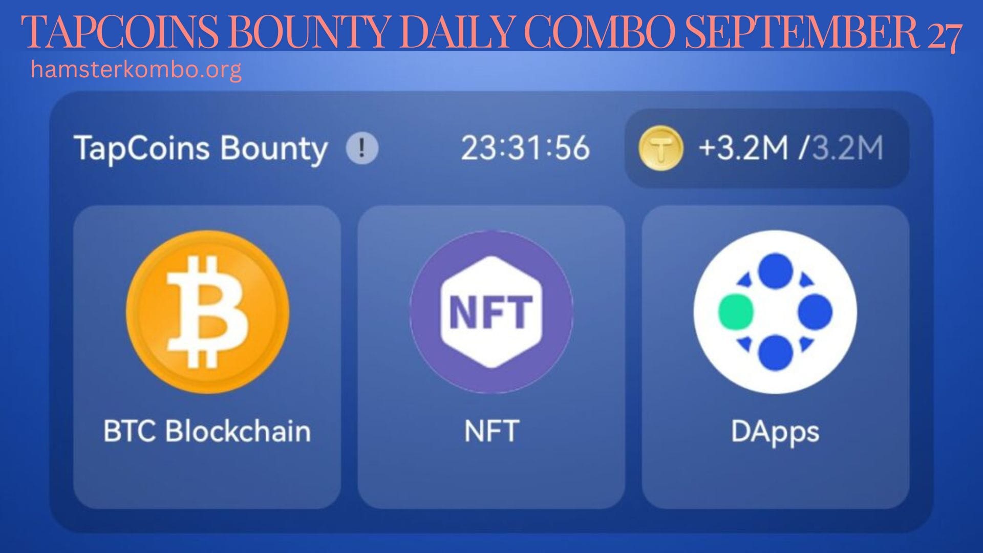 TapCoins Bounty Daily Combo September 27