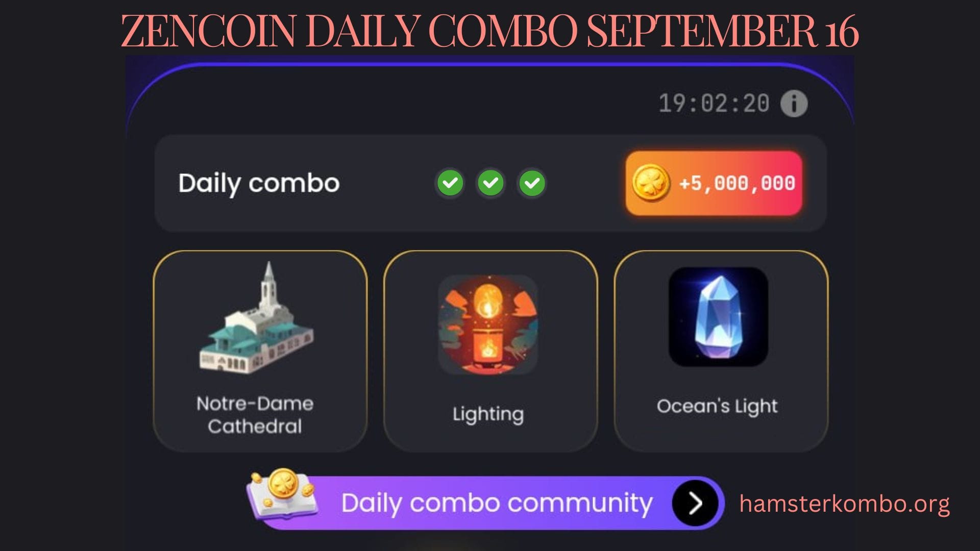 ZenCoin Daily Combo September 16