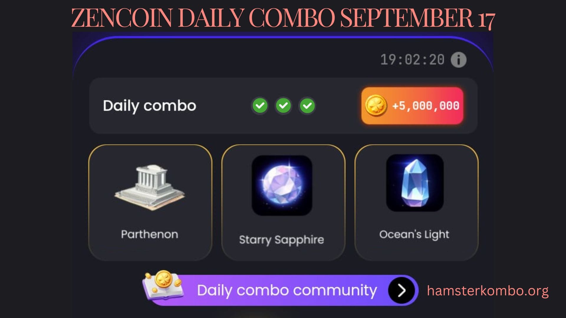 ZenCoin Daily Combo September 17