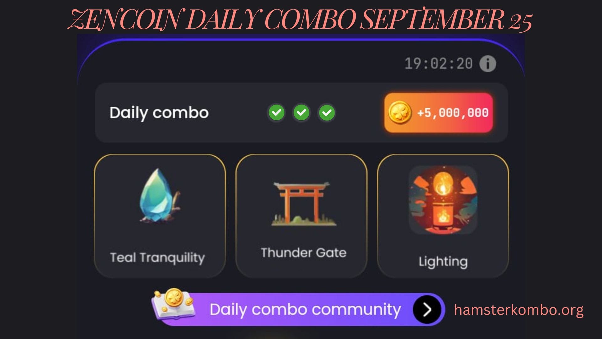 ZenCoin Daily Combo September 25