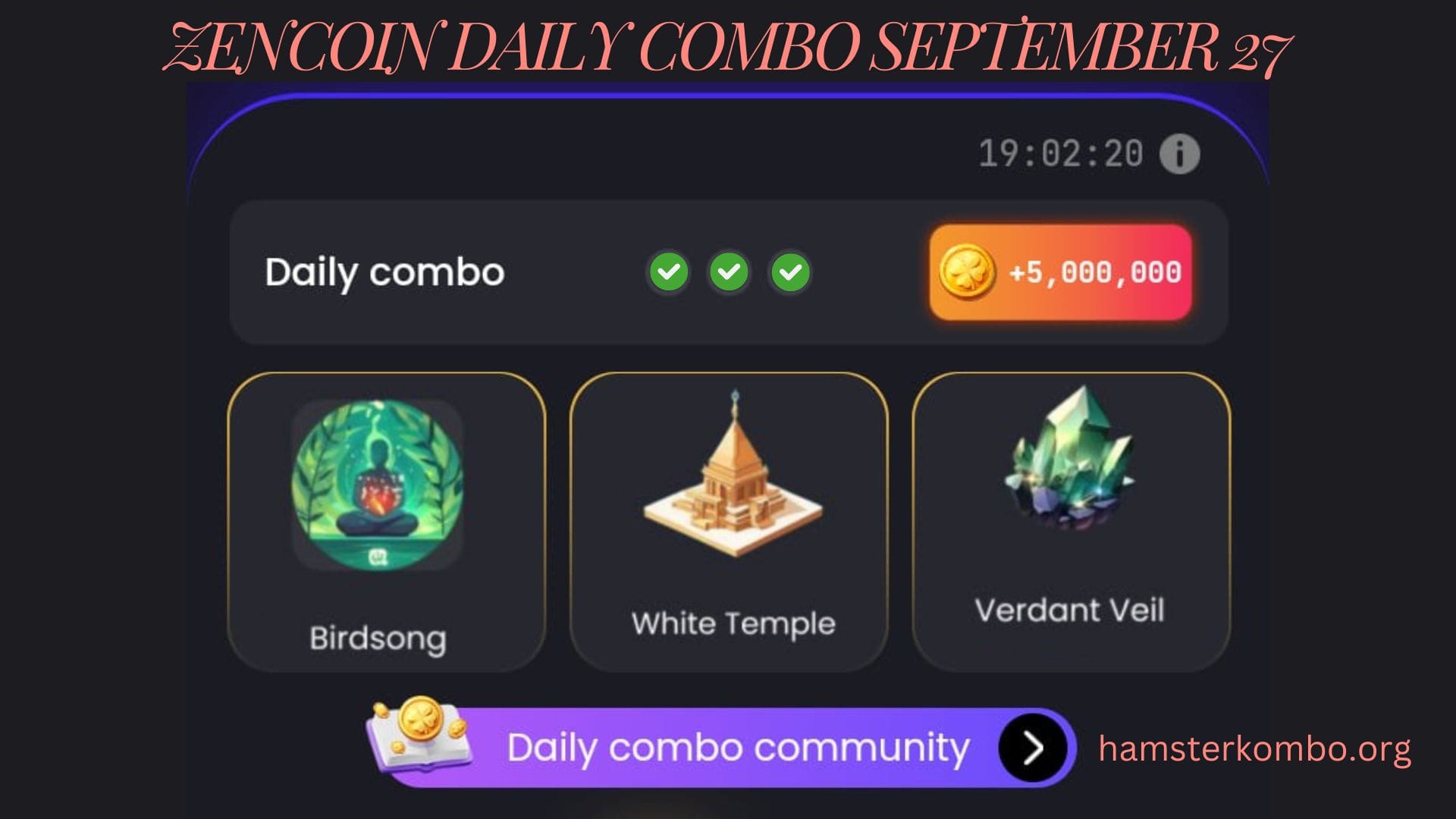 ZenCoin Daily Combo September 27
