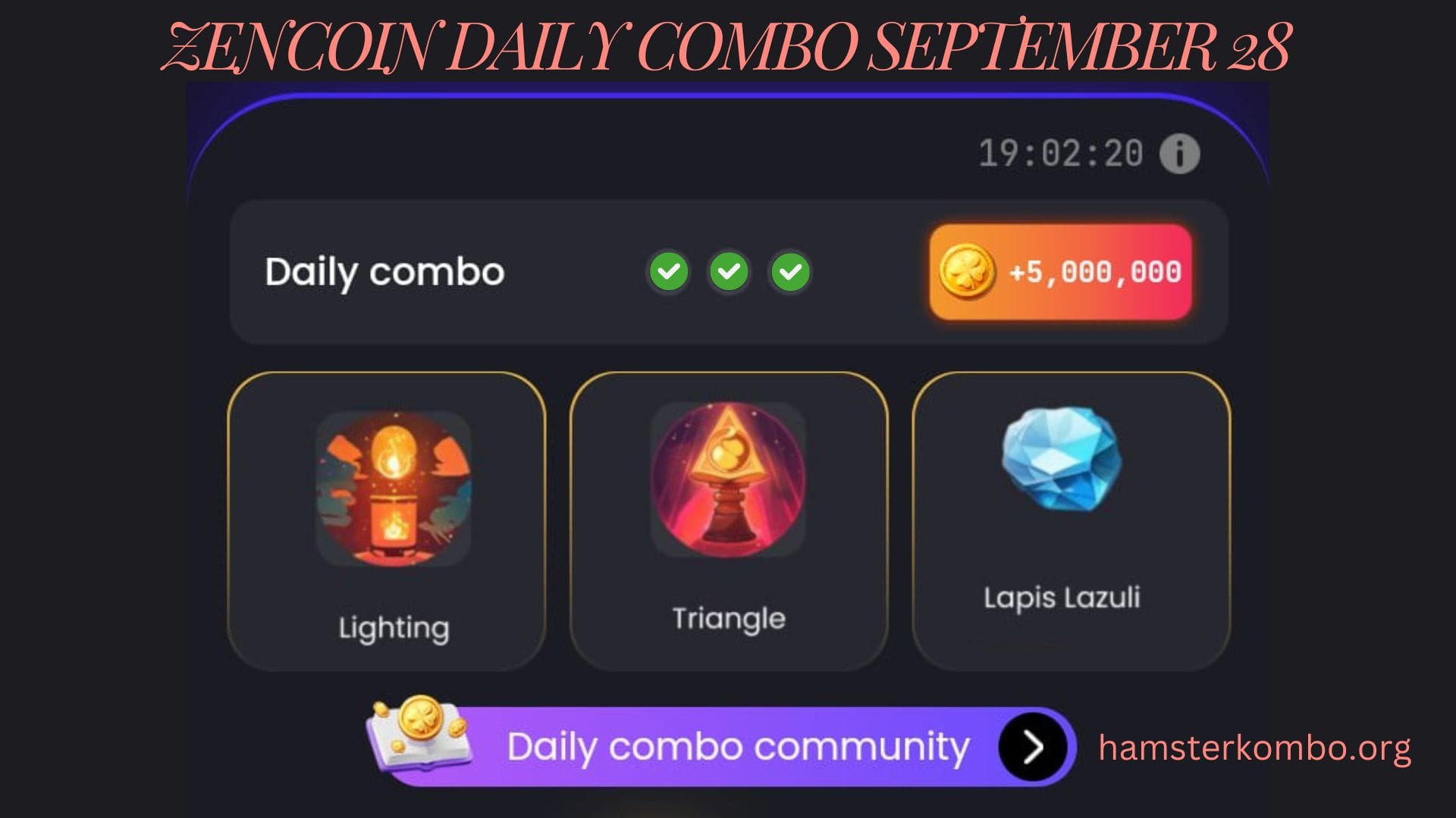 ZenCoin Daily Combo September 28