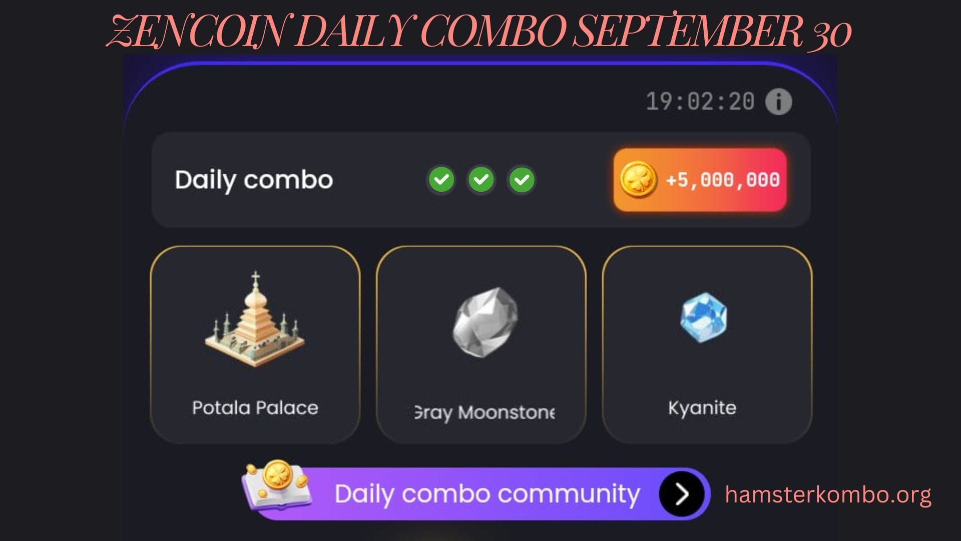 ZenCoin Daily Combo September 30