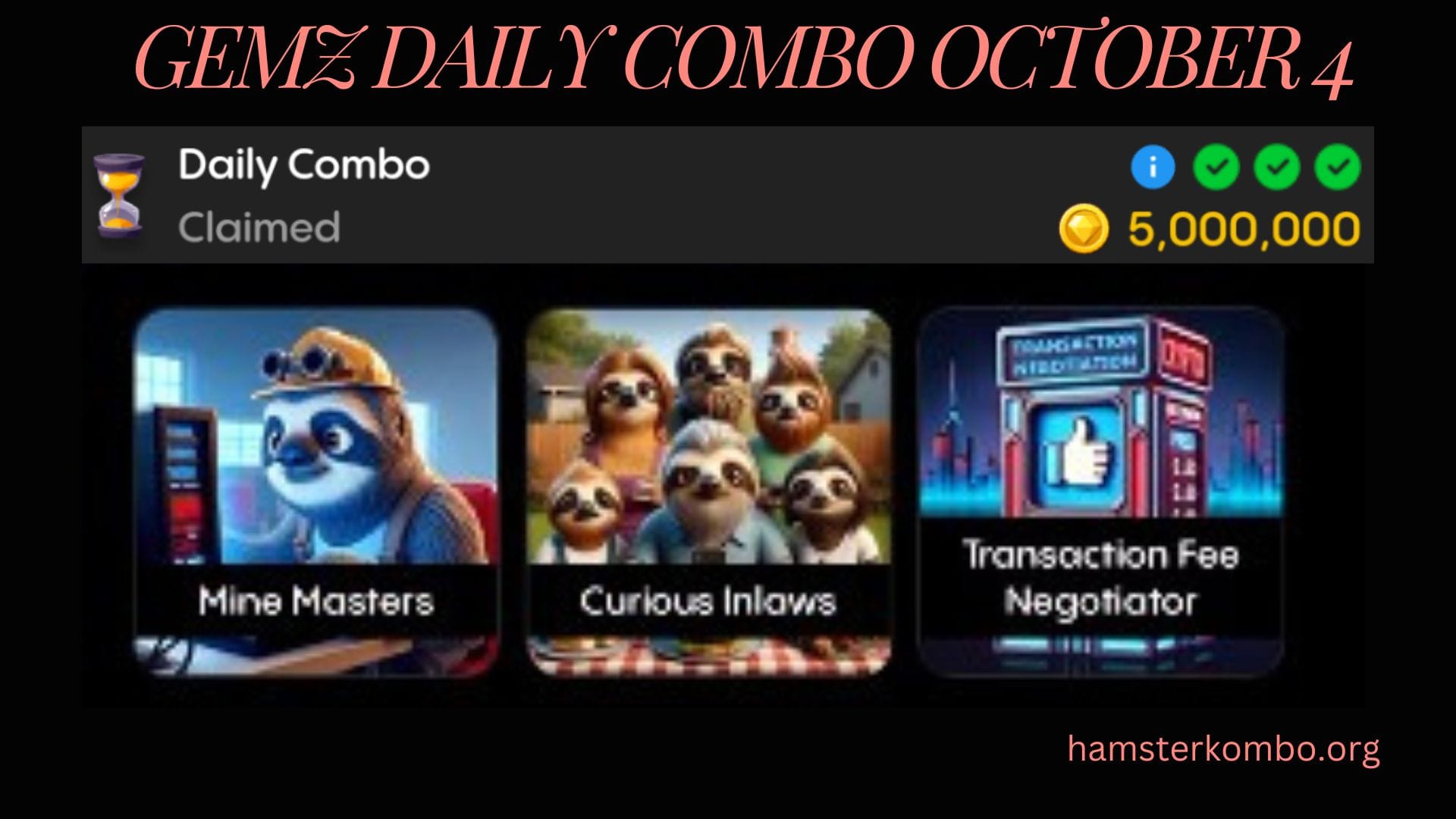 Gemz Daily Combo October 4