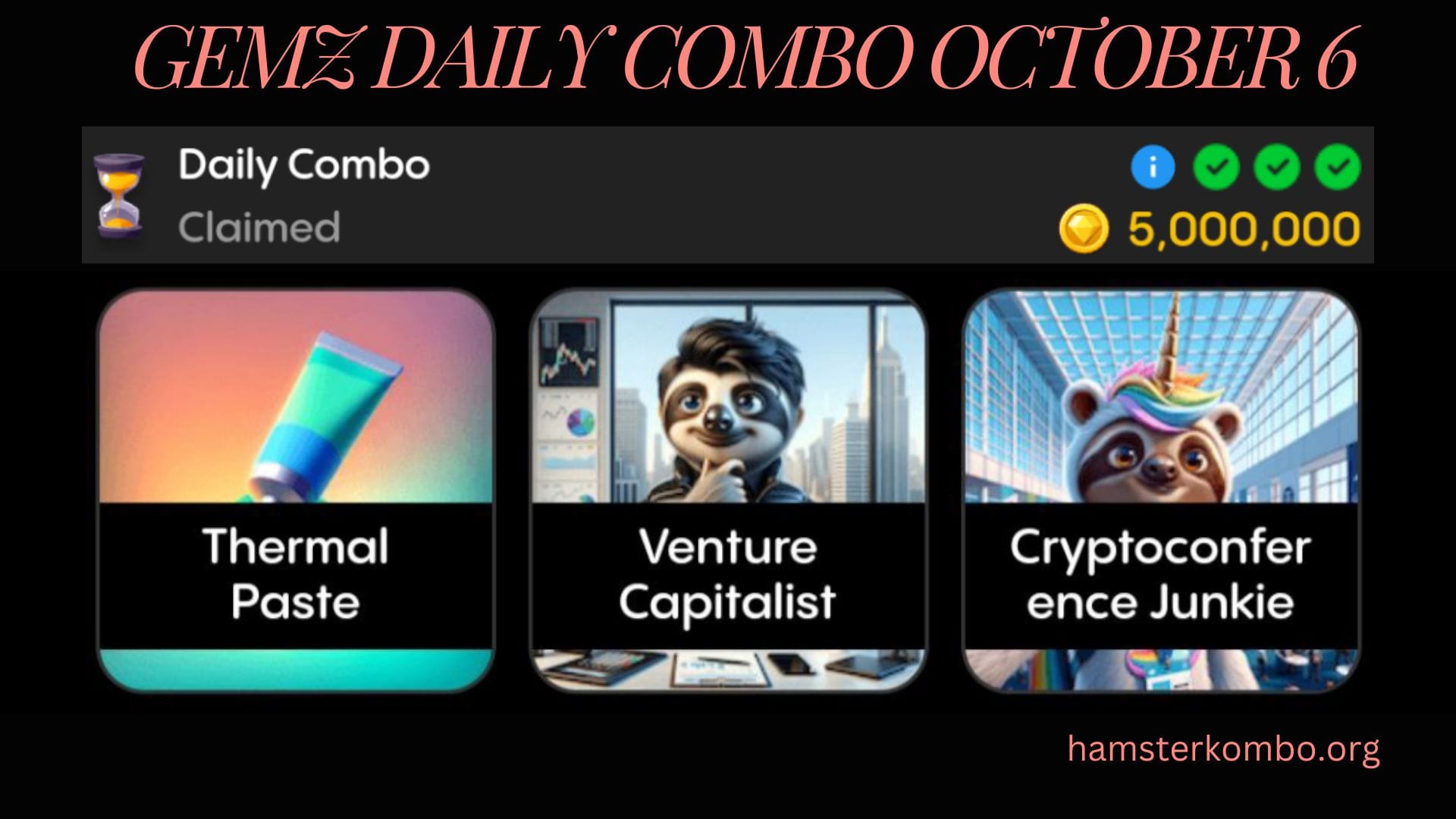 Gemz Daily Combo October 6