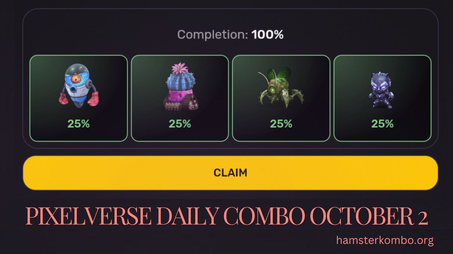 Pixelverse Daily Combo October 2