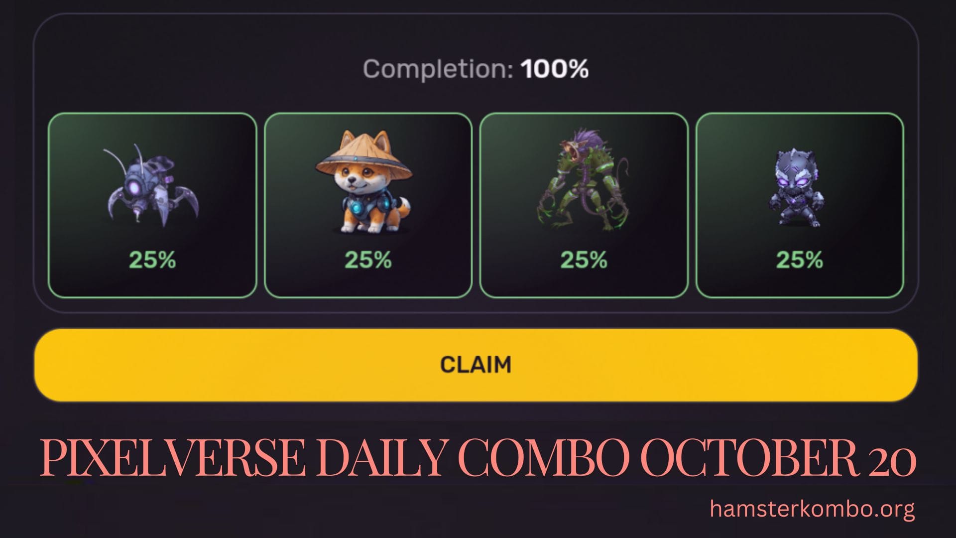 Pixelverse Daily Combo October 20