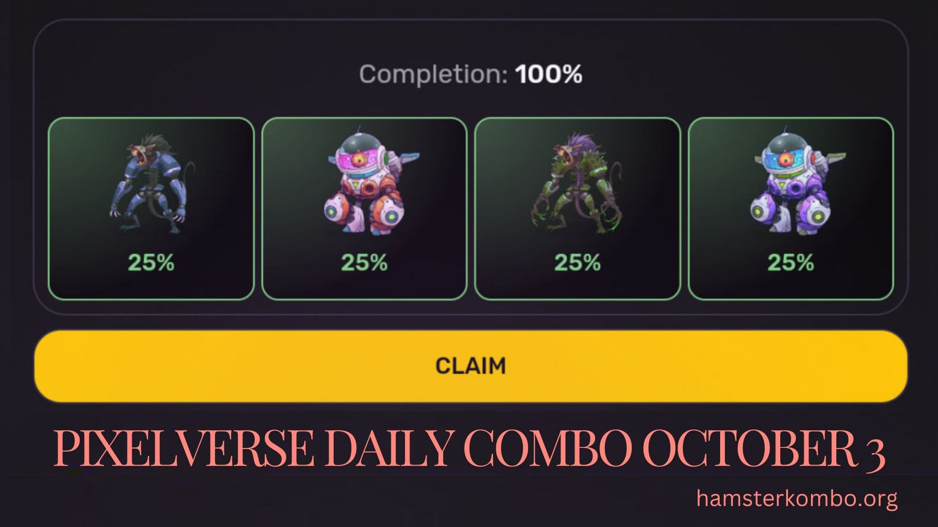 Pixelverse Daily Combo October 3