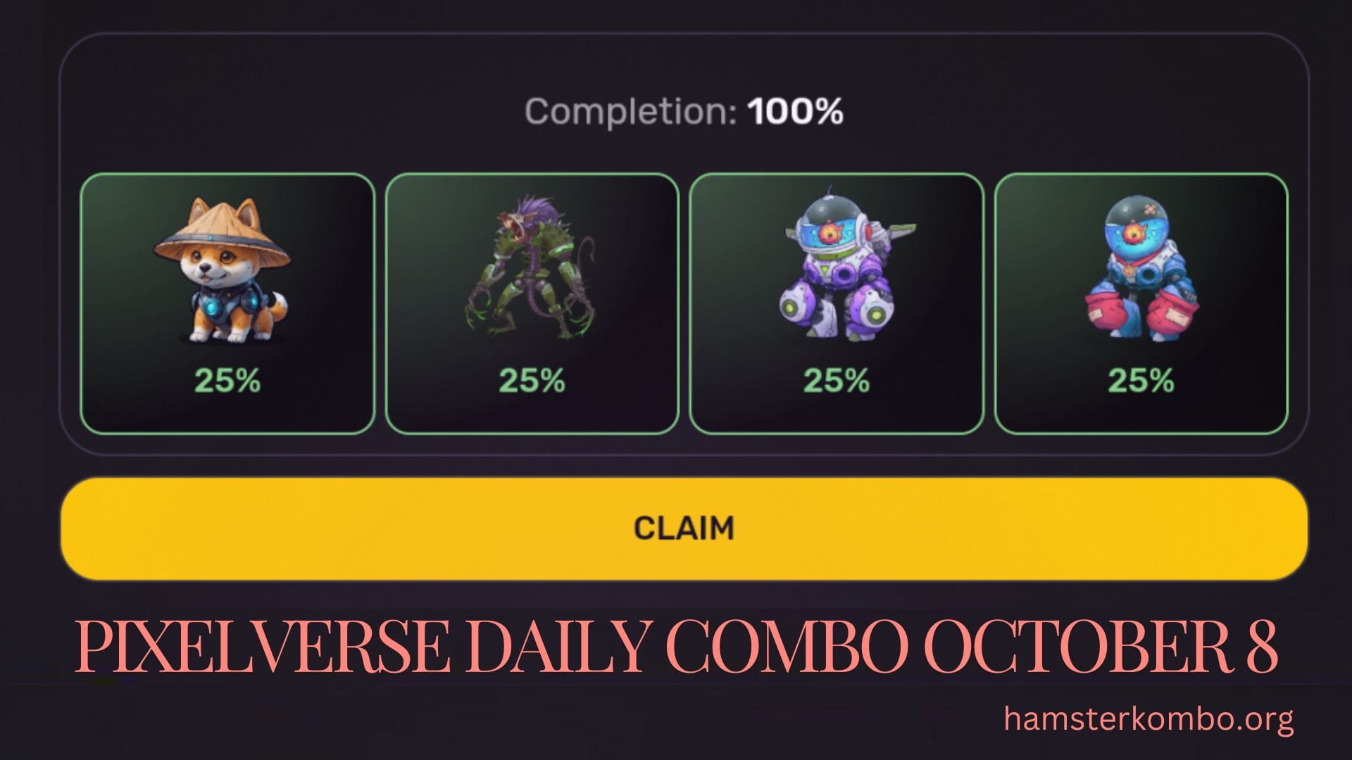 Pixelverse Daily Combo October 8