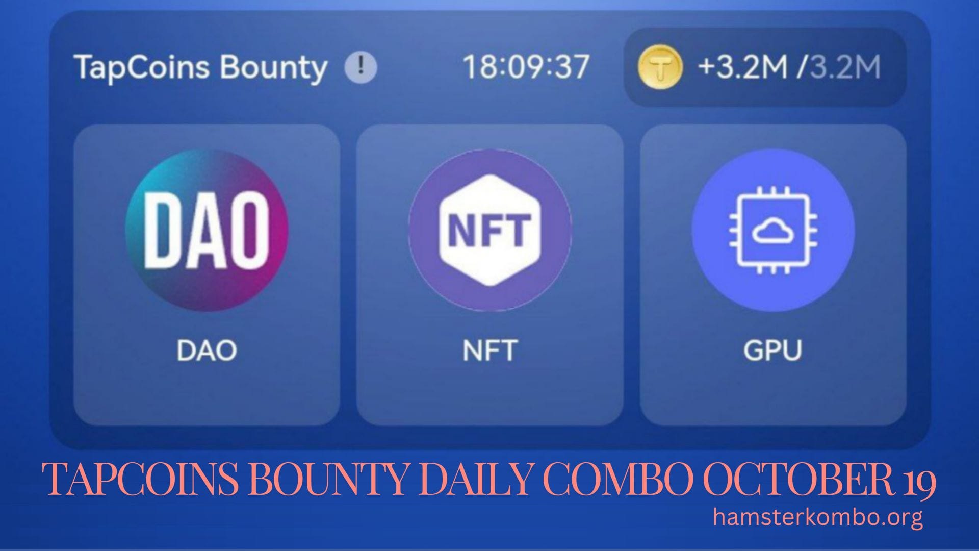 TapCoins Bounty Daily Combo October 19