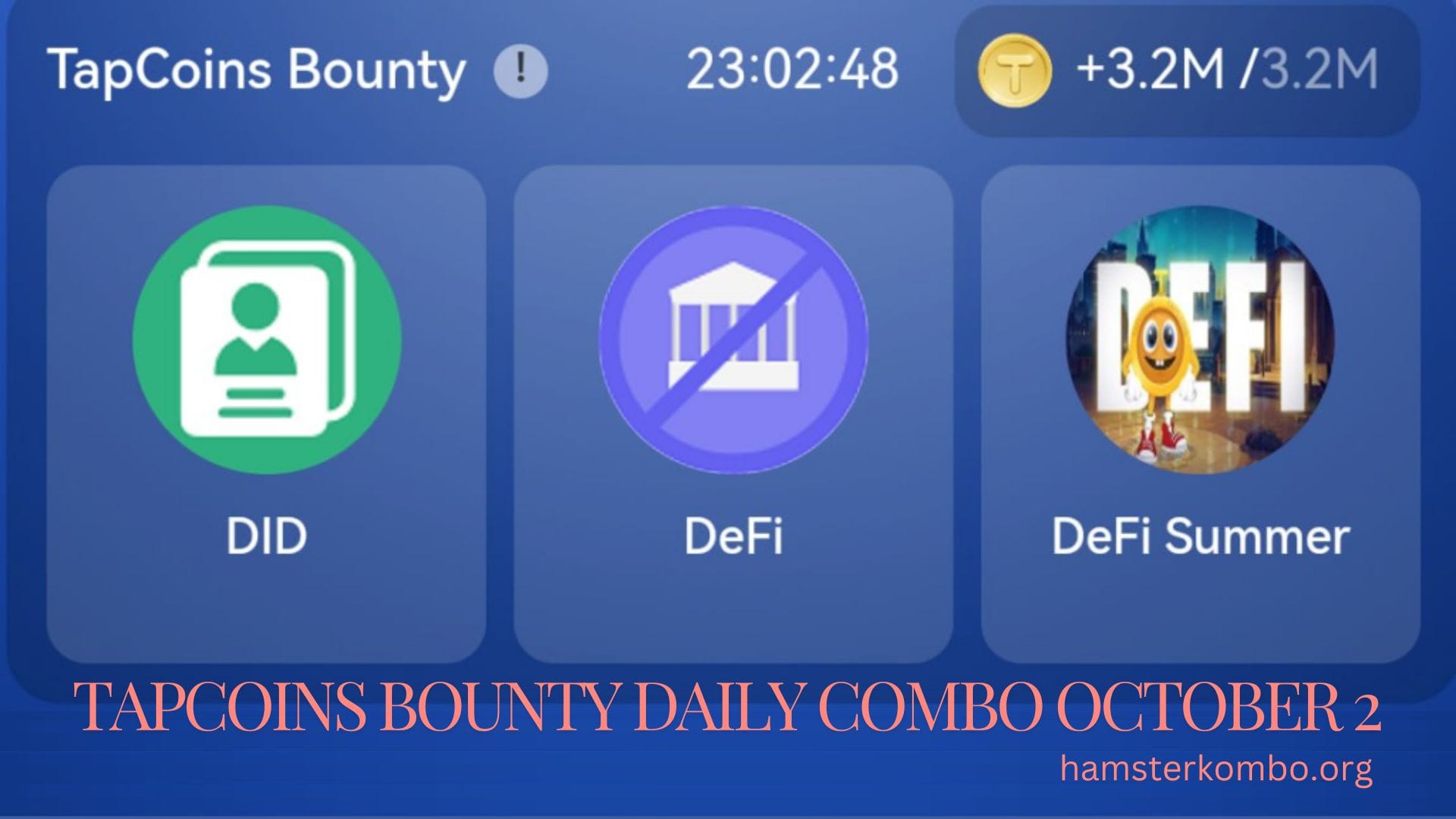 TapCoins Bounty Daily Combo October 2