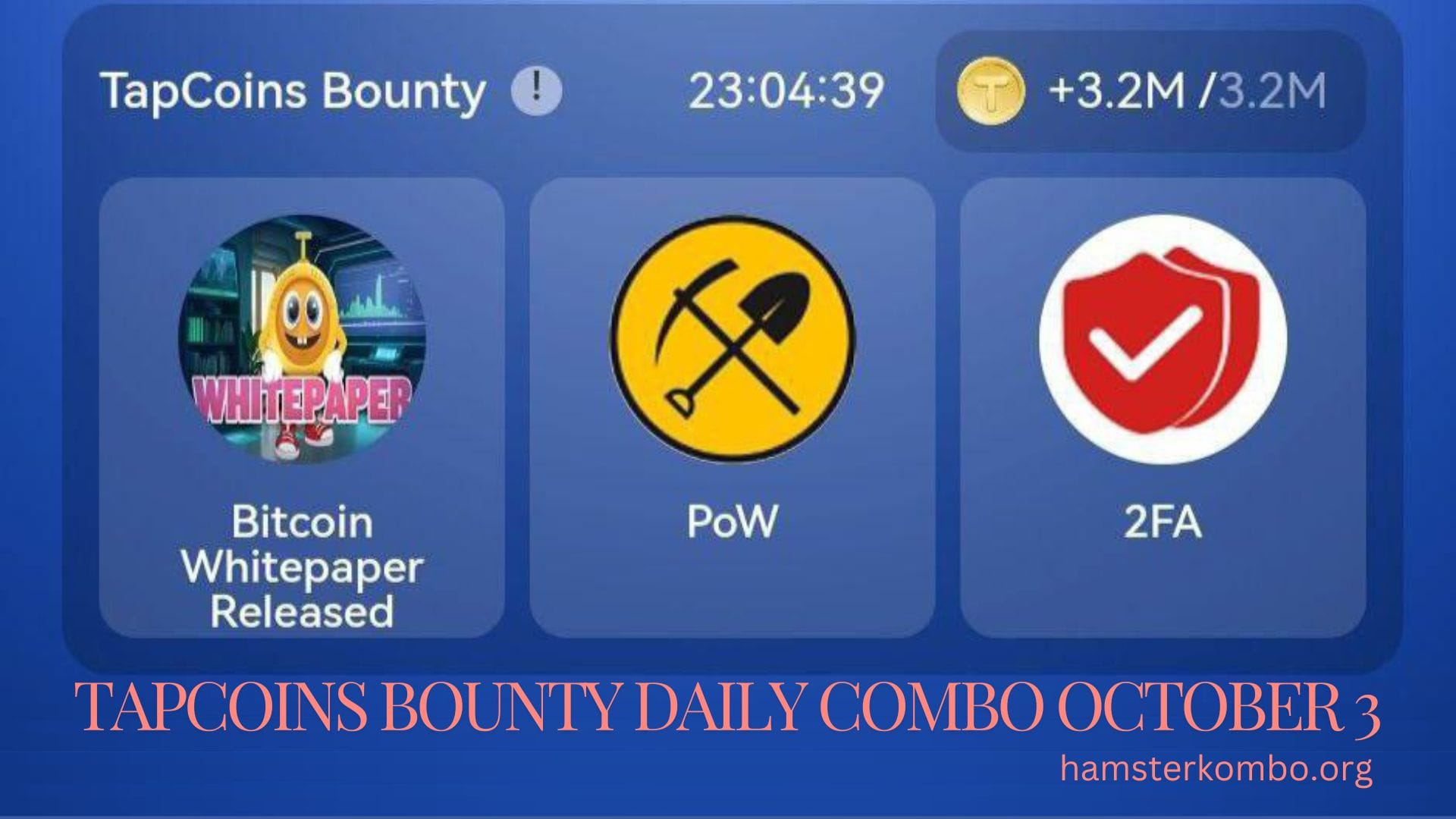 TapCoins Bounty Daily Combo October 3