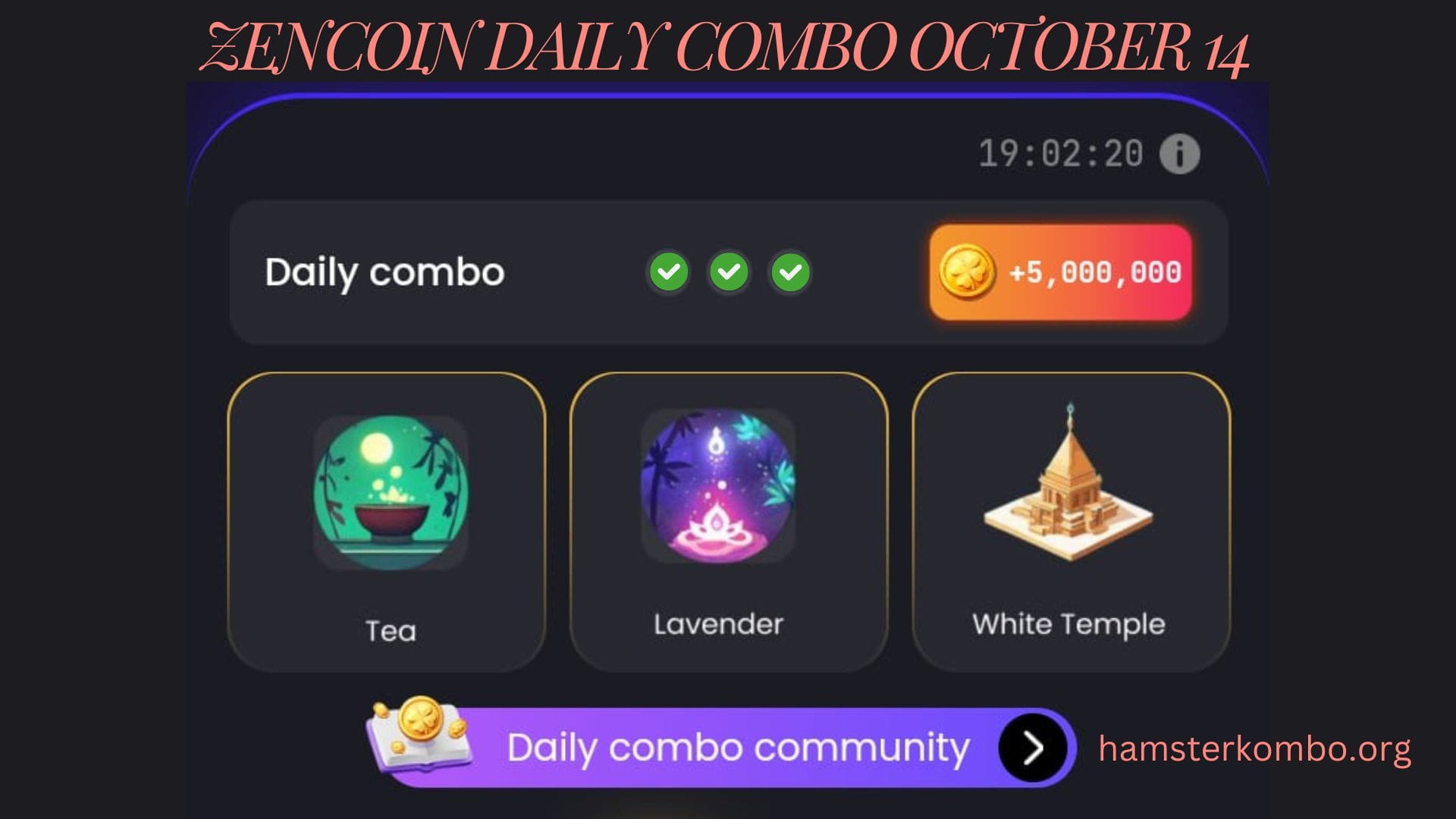 ZenCoin Daily Combo October 14