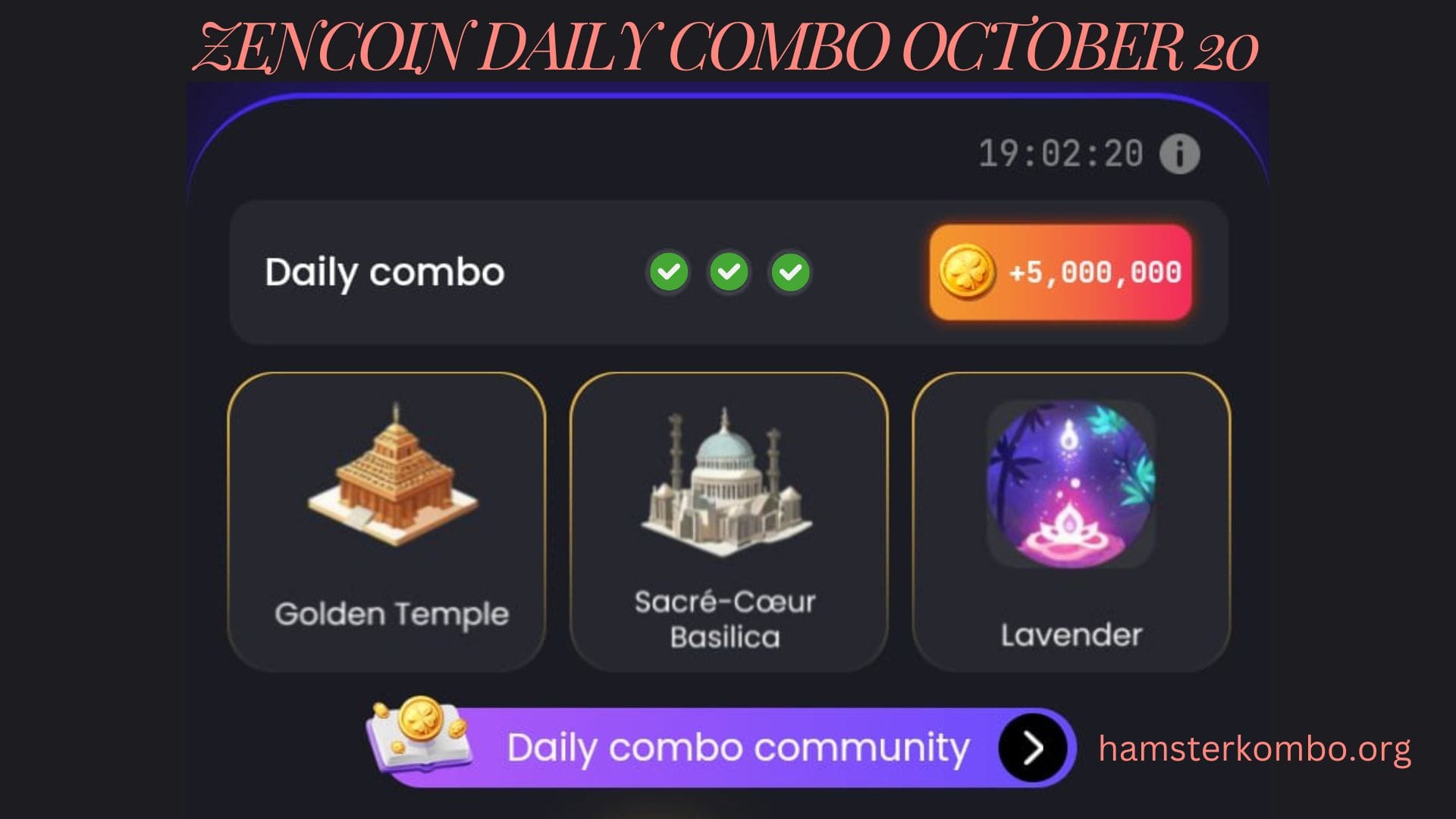 ZenCoin Daily Combo October 20