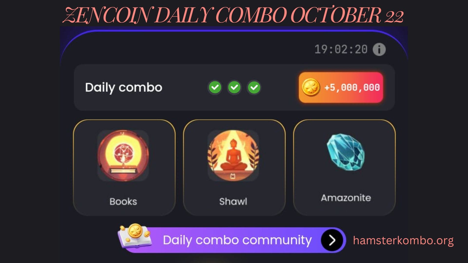 ZenCoin Daily Combo October 22