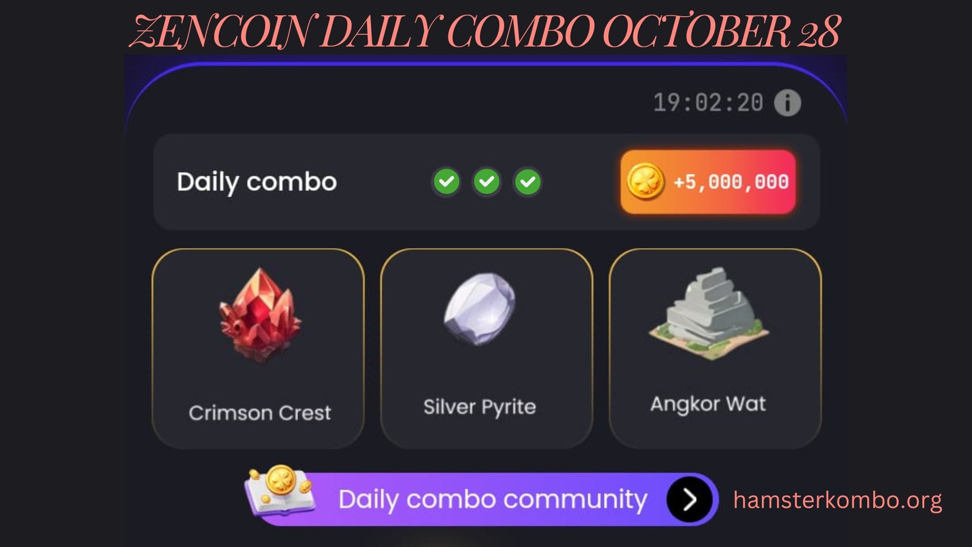 ZenCoin Daily Combo October 28