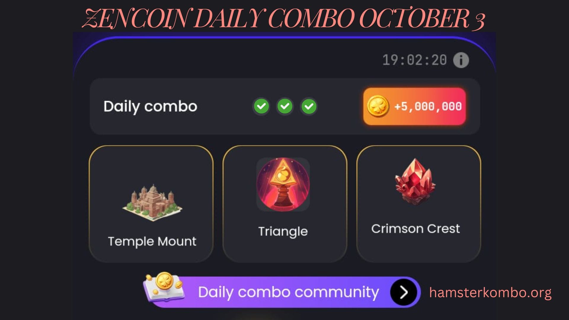 ZenCoin Daily Combo October 3