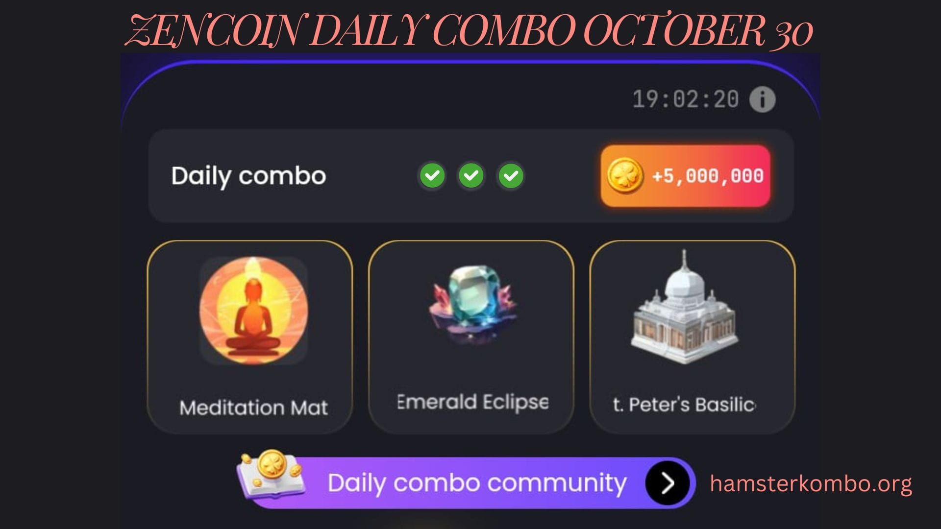 ZenCoin Daily Combo October 30