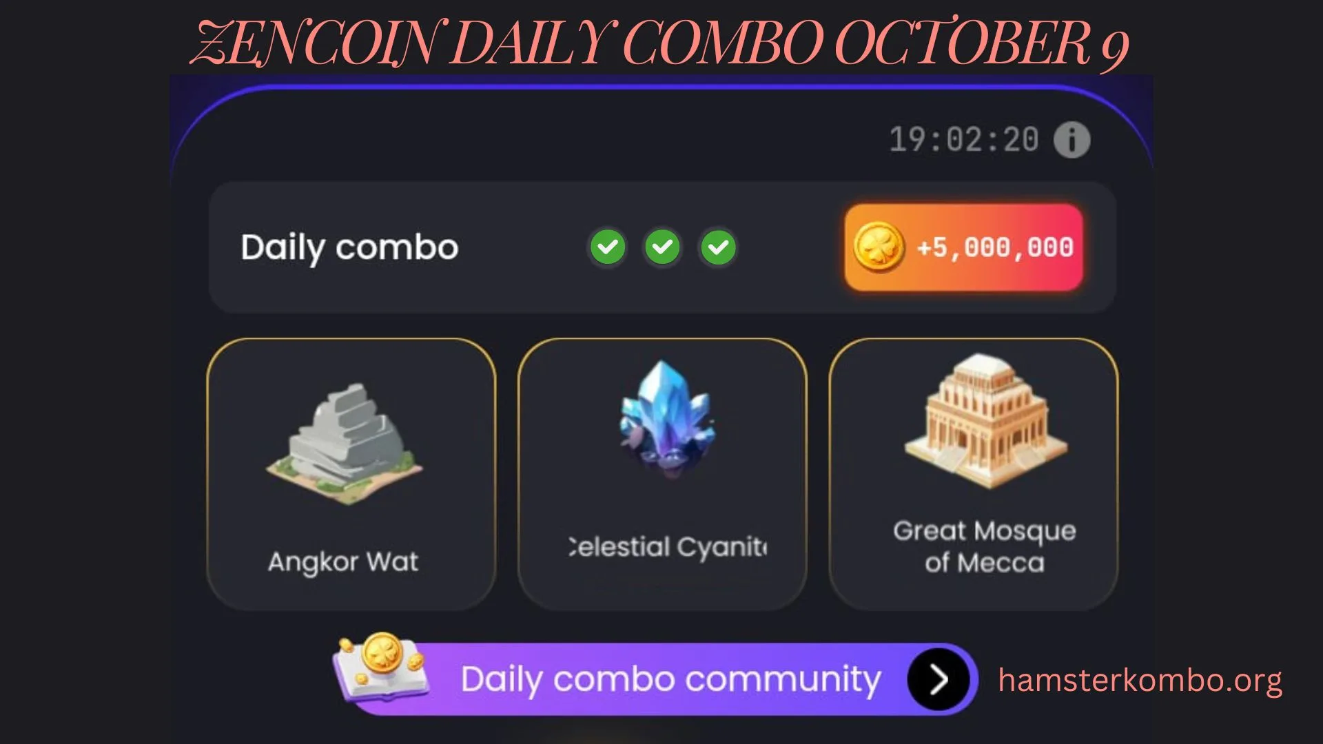 ZenCoin Daily Combo October 9